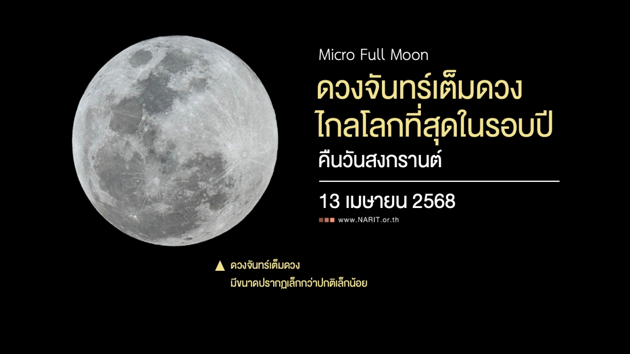 คืนวันสงกรานต์ 13 เม.ย. ดวงจันทร์เต็มดวง ไกลโลกที่สุดในรอบปี 
