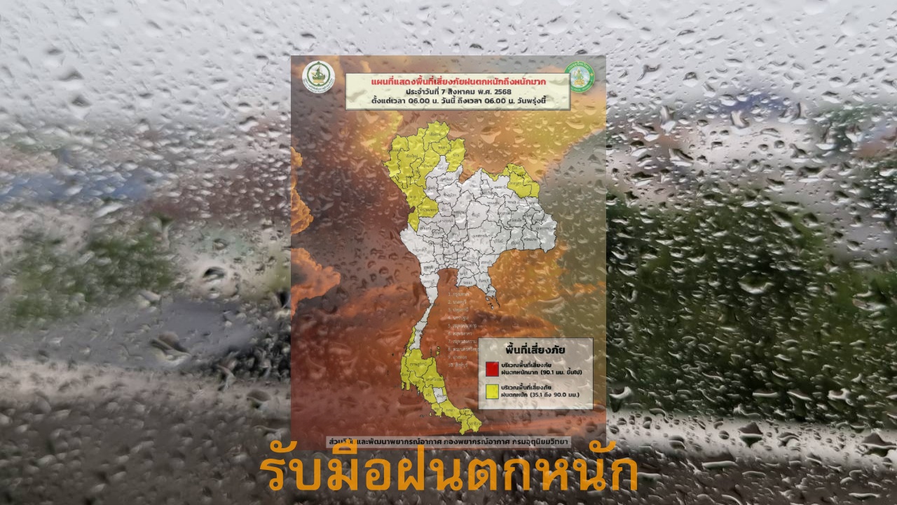 10-21 ส.ค. ทั่วไทยฝนเพิ่มขึ้น ตกหนักบางแห่ง ยังไม่มีสัญญาณพายุ