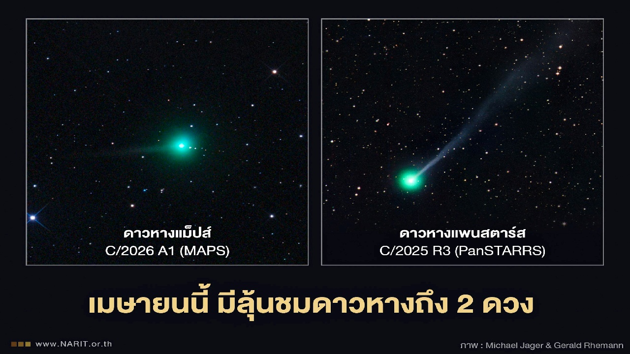 เมษานี้ ลุ้นชม ‘ดาวหางแม็ปส์’ ช่วงต้นเดือน ‘ดาวหางแพนสตาร์ส’ ช่วงกลางเดือน